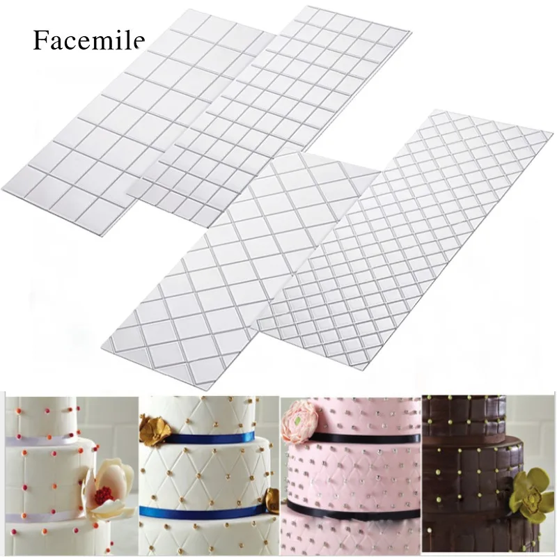 4pcs ažūriniai modelis tortas ratlankio pelėsių 4 dalių rinkinys, tortas dekoravimo priemonės, rotango modelio plastikiniai tekstūros minkštas spausdinimo pelėsių