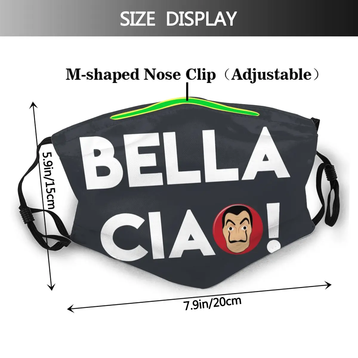 La Casa De Papel Bella Ciao Daugkartinio naudojimo Veido Kaukė su Filtru Pinigų Heist Stabdžių Migla apsauga nuo dulkių Kaukę, Respiratorių Burną, Mufelinė