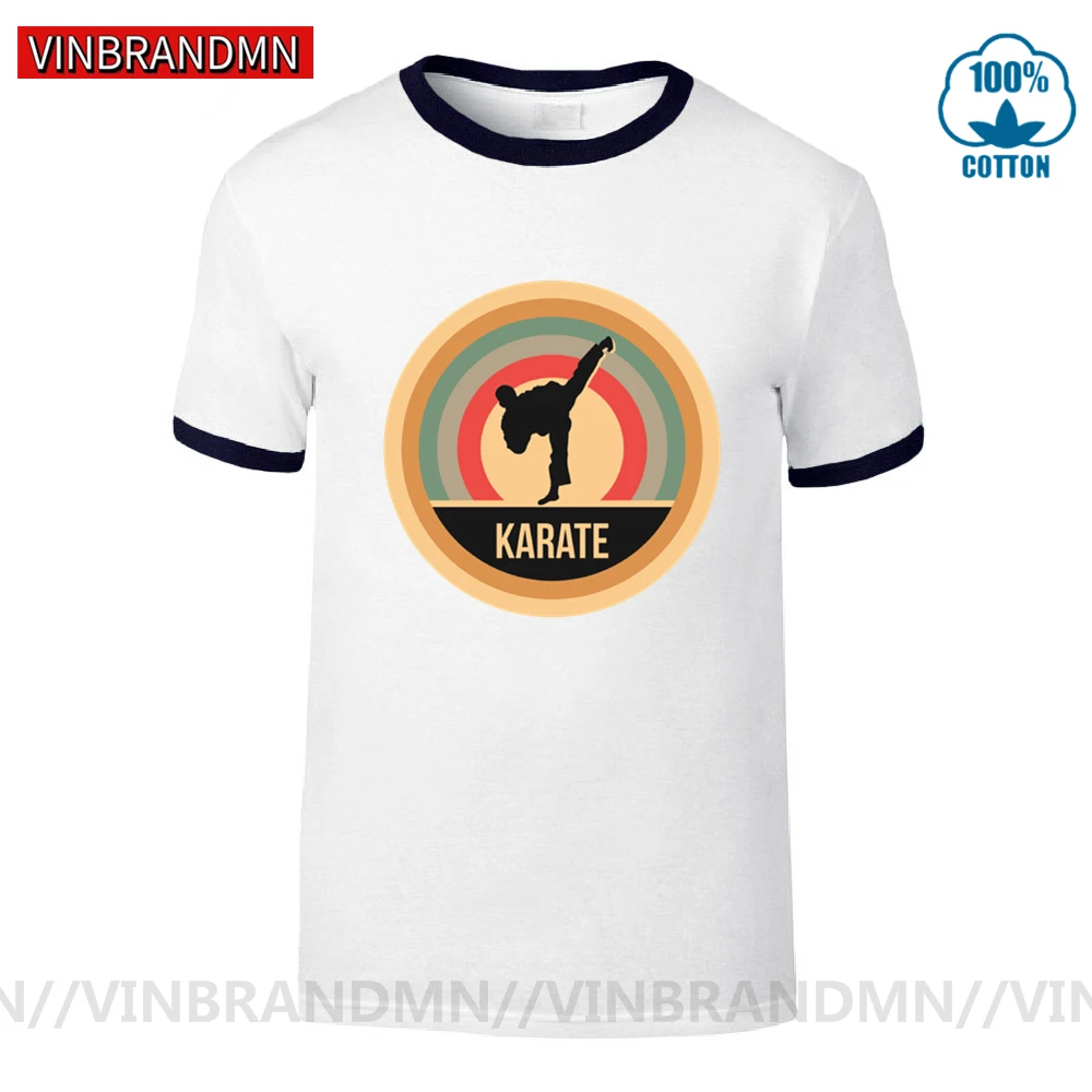 Vinbrandmn Retro Kung Fu Kyokushin Karate T shirt, Derliaus Karatė Dovana T-shirt Karateka & Kovos menų meistras marškinėliai, Muay Thai Viršūnės