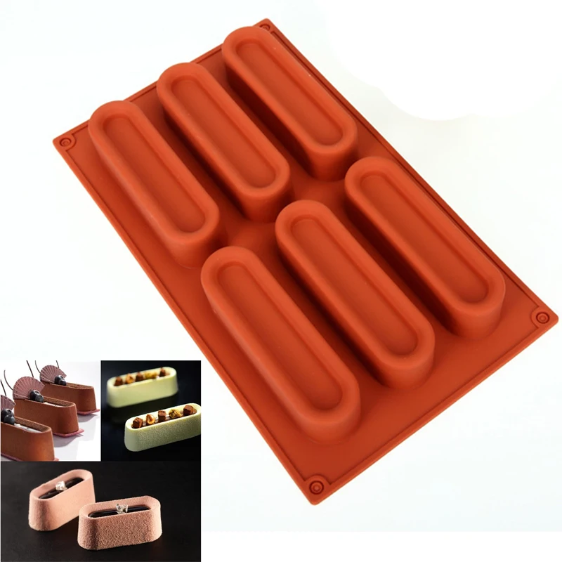 Stačiakampio gretasienio Formos Eclair Putėsiai 3D Tortas Pelėsių Silikono Šokolado Liejimo Visos Bakeware Desertas Formos Kepimo Pyragai