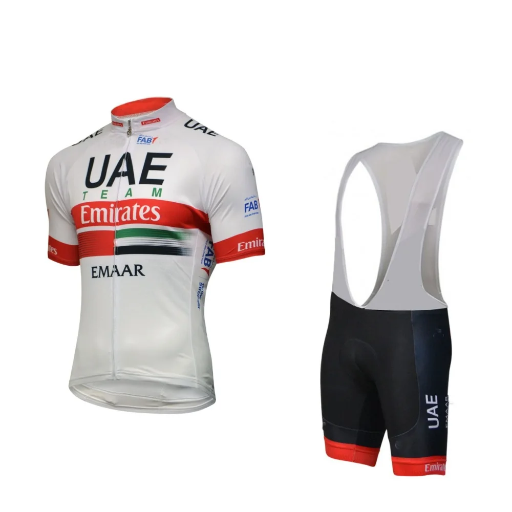 2019 pro komandos jungtiniai arabų emyratai balta dviračių džersis nustatyti Dviračių maillot kvėpuojantis MTB quick dry dviratį drabužių Ropa ciclismo 9D gelio padas
