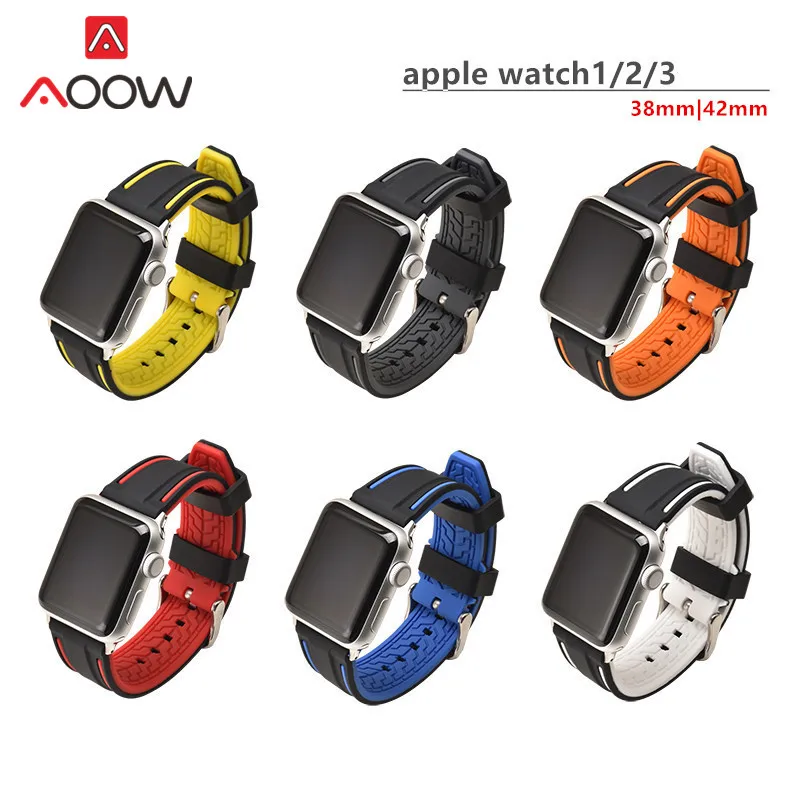Minkšti, Dvigubo Spalvų Silikono Watchband Apple Žiūrėti 38mm 40mm 42mm 44mm Sporto Vandeniui Apyrankę Juosta, Diržu, iwatch 1 2 3 4