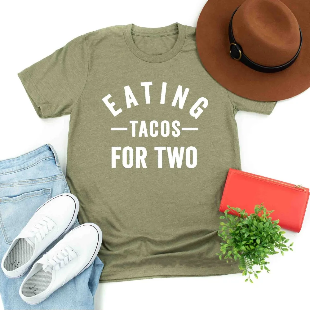 Valgyti Tacos Dvi Motinystės Nėštumo Skelbimas šūkis moterų mados juokinga alyvuogių spalvos grunge tumblr marškinėliai goth tee viršūnės