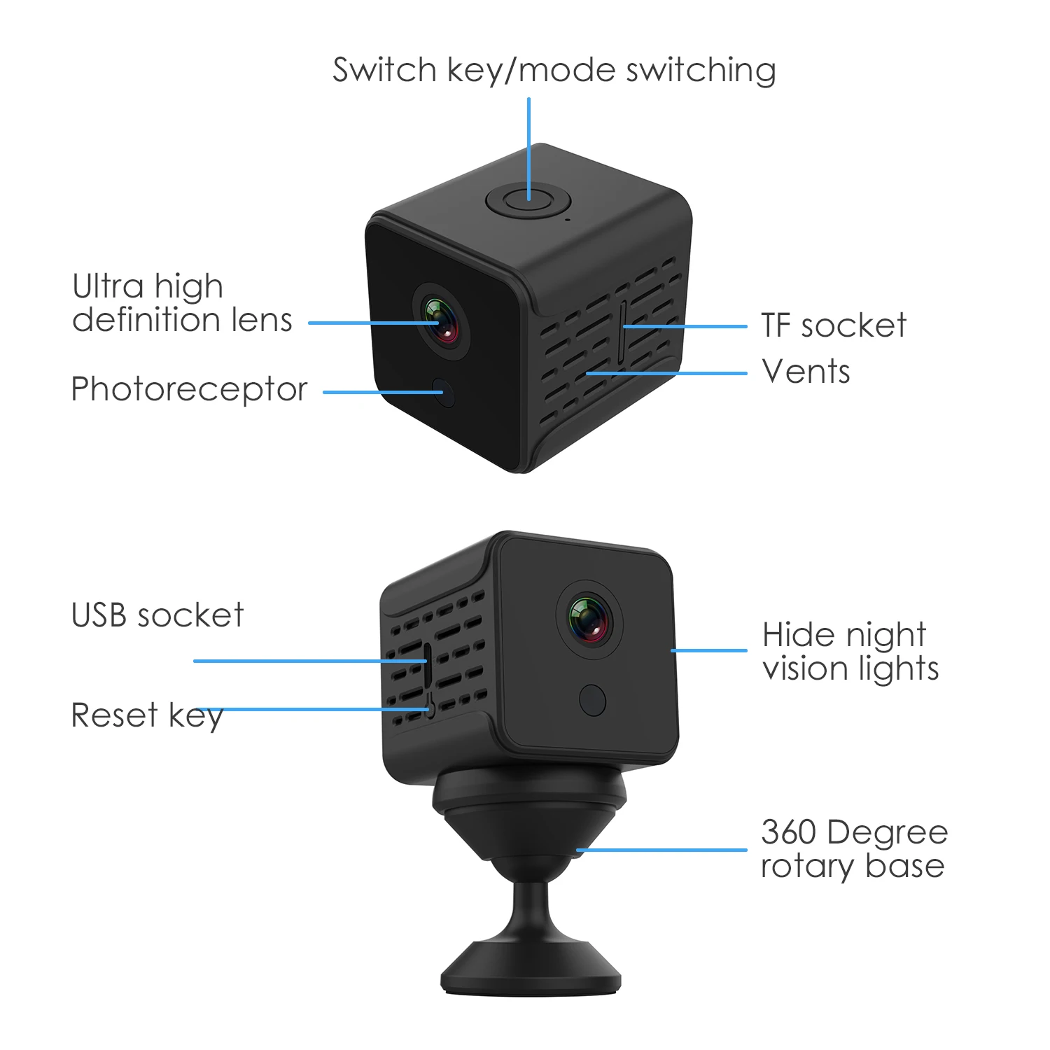 A12 Mini Home Security Belaidžių IP kamerų 1080P Stebėjimo Kamerą Naktį Versija Cam w/Magnetinis Laikiklis, skirtas 