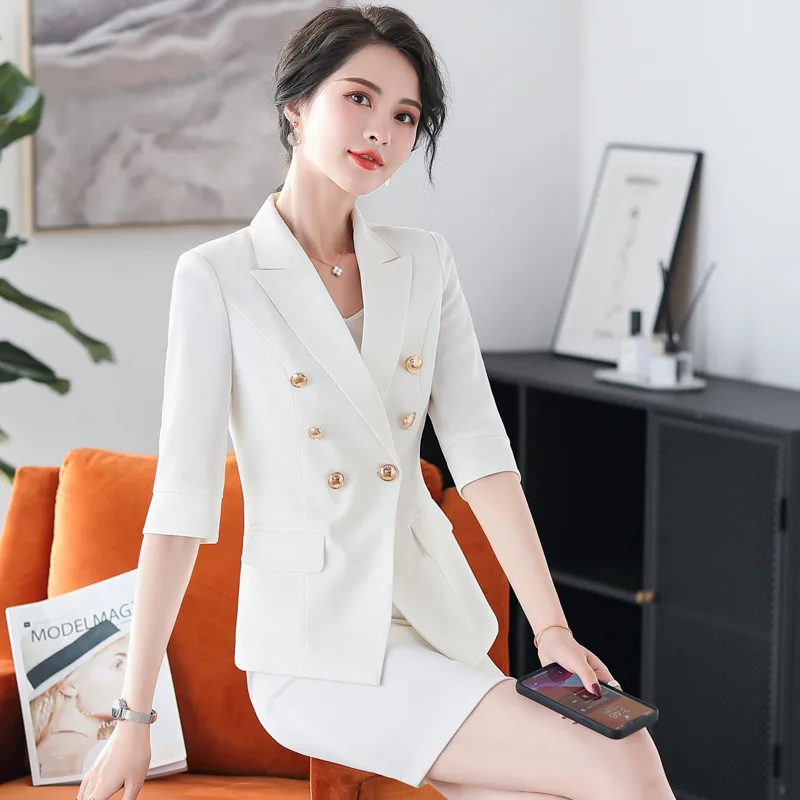 2020 m. pavasarį ir rudenį profesinės kelnės, kostiumai Aukštos Kokybės Atsitiktinis Dvigubo Breasted Moterų Kostiumas Plonas sijonas kostiumas office vienodas