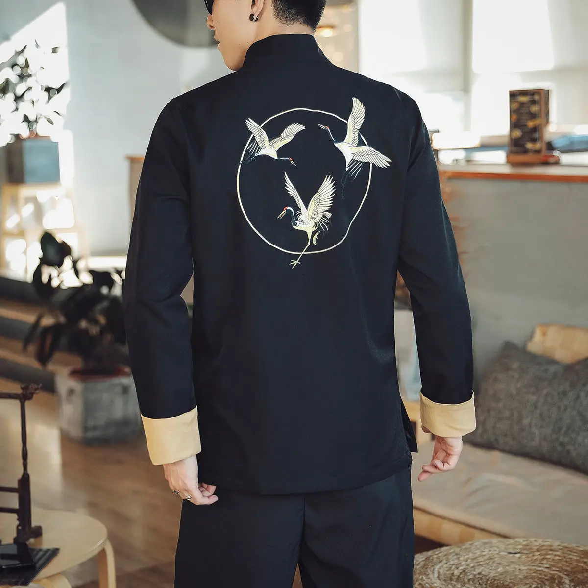 MrGoldenBowl Rudens Derliaus Vyrams, Atsitiktinis Striukės Kinijos Siuvinėjimo Striukė Kailis 2020 Japonijos Plus Size Žmogus Laisvas Outwear Viršūnės
