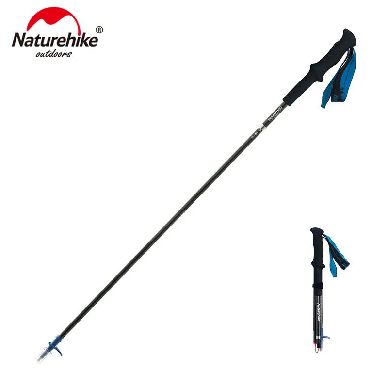 Naturehike Ultralight 4 skyrių Sulankstomas Reguliuojamas Trekas Polių Anglies Pluošto Pėsčiųjų Vaikščiojimo Lazdos NH18D020-Z