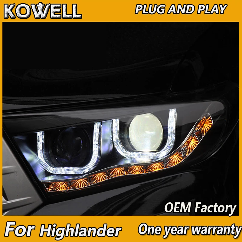KOWELL Automobilių Stilius Toyota Highlander LED Žibintai 2012 Angel Eye priekinis žibintas DRL Bi Xenon Objektyvas Didelis artimąsias automobilių Stovėjimo aikštelė Rūko Lam