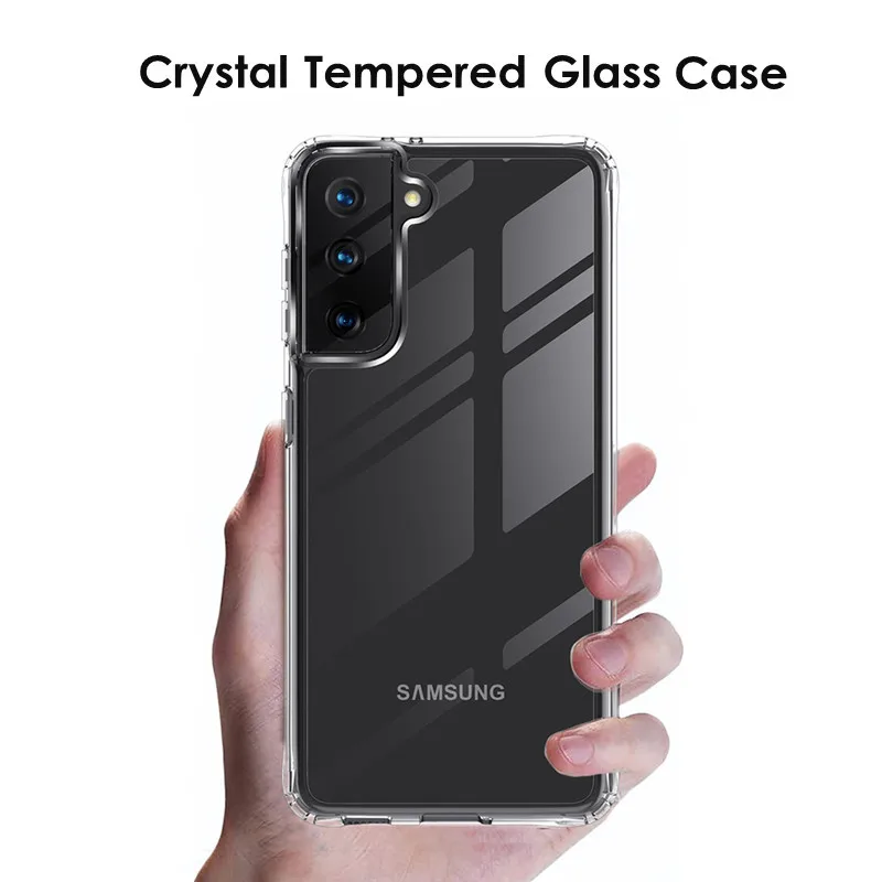 Prabanga Grūdintas Stiklas Case For Samsung Galaxy S21 Ultra Plus Skaidri Visiškai Padengti Note20 S20 Ultra Minkštas Kraštas Fundas
