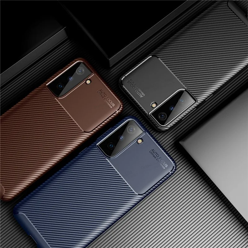 Galinį Dangtelį Atveju, Samsung Galaxy S21 Ultra 5G Sumsung S21 Plius 5G Silikoninis Galinio Dangtelio Coque Fundas Anglies Pluošto Tekstūra