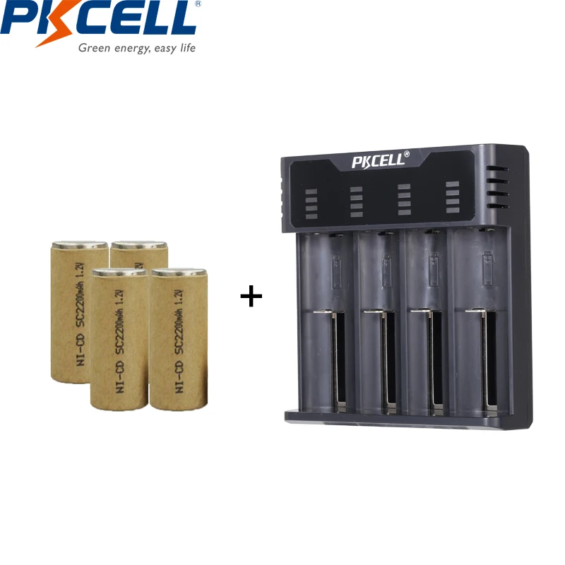 4PC sc 1.2 v nicd baterija 2200mah NICD Sub-C įkraunamas baterijas skirtos Elektros Įrankis, ir baterijos kroviklis AA, AAA baterijų SC
