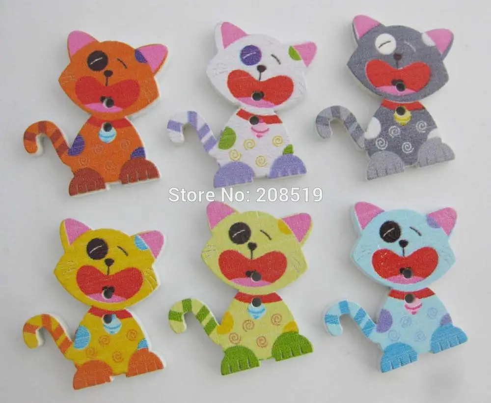 WBNAKN Sumaišykite modelių Derinys spalvų, Gražių gyvūnų Mygtukus, skirtus kūdikių drabužių siuvimo reikmenys 150pcs/daug vaikų Mygtukas mediniai