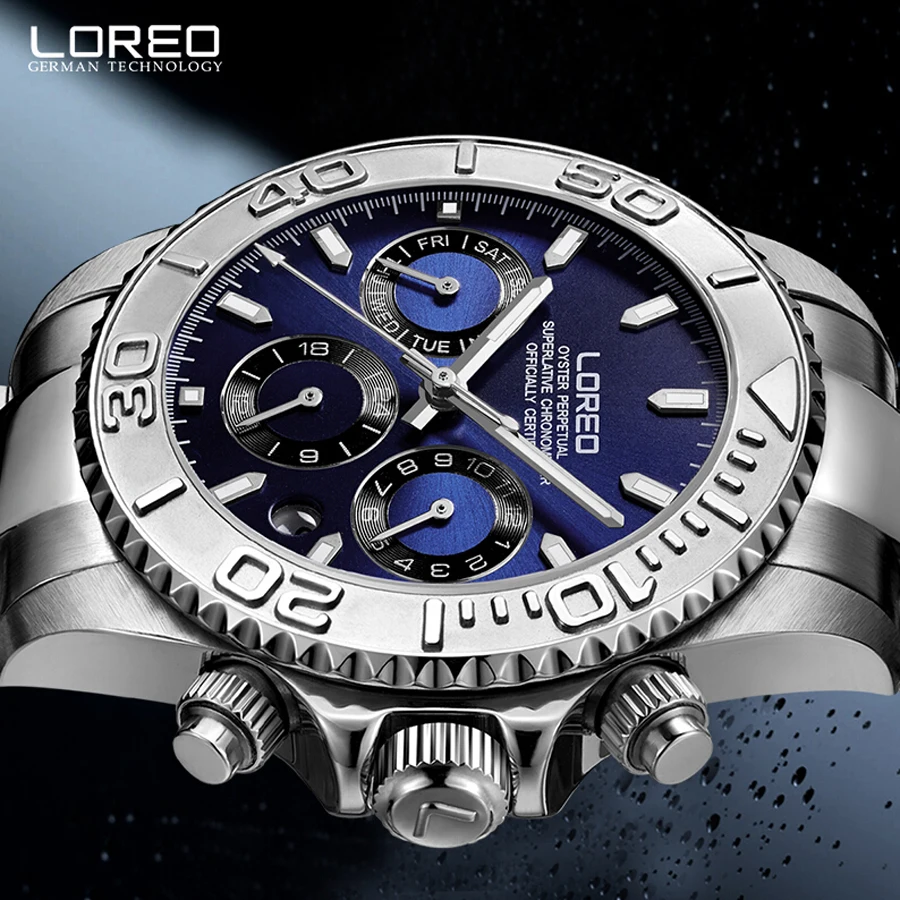LOREO Nardymo serijos Vyrų Riešo Žiūrėti Aukščiausios Prabangos Prekės 200M Vandeniui Plieno Watchband Vyrų oficialų Sporto Mechaninis Laikrodis