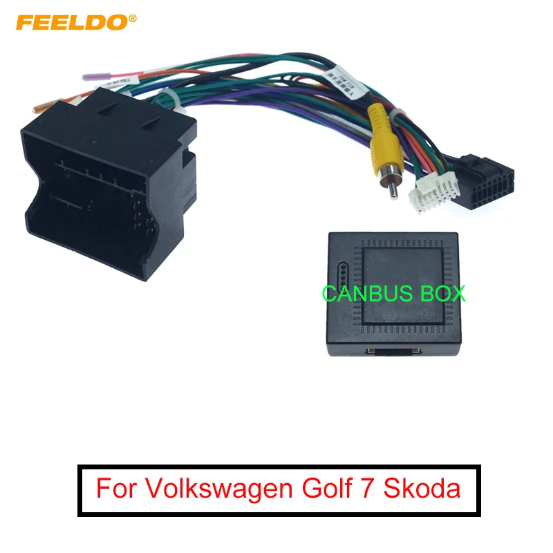 FEELDO Automobilių Garso 16PIN Andriod Žaidėjas Galia Calbe Adapteris Su Canbus Langelį Volkswagen Golf 7 Skoda Stereo Plug laidynas