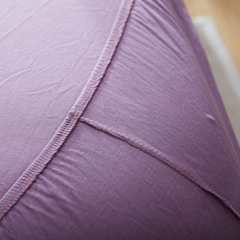 4 Gabalus vientisos spalvos patalynės komplektas kurį sudaro lova, patalynė Medvilnės jersey megzti įrengtas paklode karalienė king size antklode padengti dvigubai