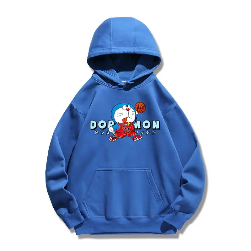 Doraemon Anime Negabaritinių Hoodies Aksomo Prarasti Mėlynos Spalvos Drabužius Katė Spausdinti Mielas Kalėdų Palaidinukė Atsitiktinis Pollovers Pora Viršūnės