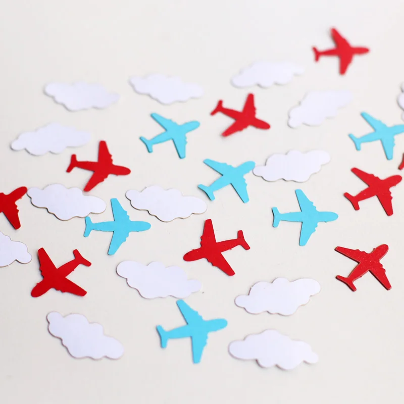C41Airplane konfeti - 100vnt Lėktuvo Baby shower Konfeti - Lėktuvo gimtadienio dekoras - Baby Shower stalo Dekoras-jūsų pasirinkta spalva