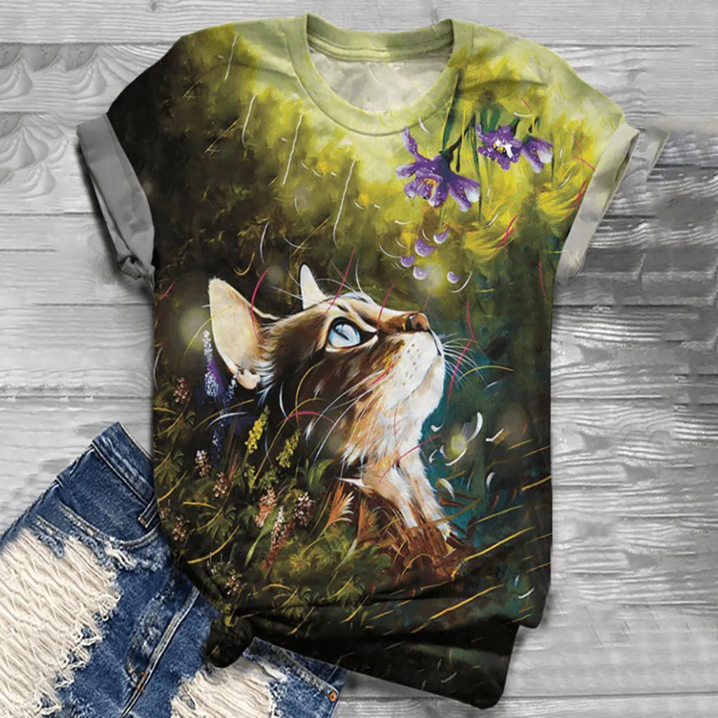 Naujas naujas Cool T-shirt Vyrai/moterys 3D Gyvūnų Marškinėlius Spausdinti Cat Modelis trumpomis Rankovėmis Vasaros Viršūnes Tees Marškinėliai Male S-3xl
