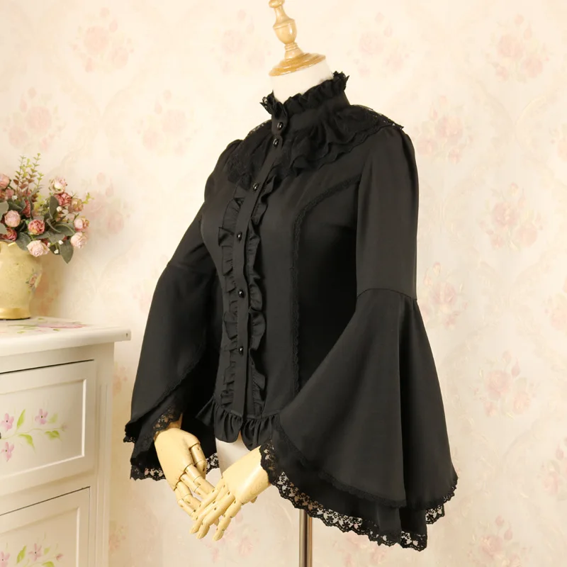 Gotikinio Stiliaus Moteris Lolita Palaidinė Ilgomis Rankovėmis Nėrinių Marškinėliai Derliaus Renesanso Viktorijos Viduramžių Moterų Lolita Palaidinė