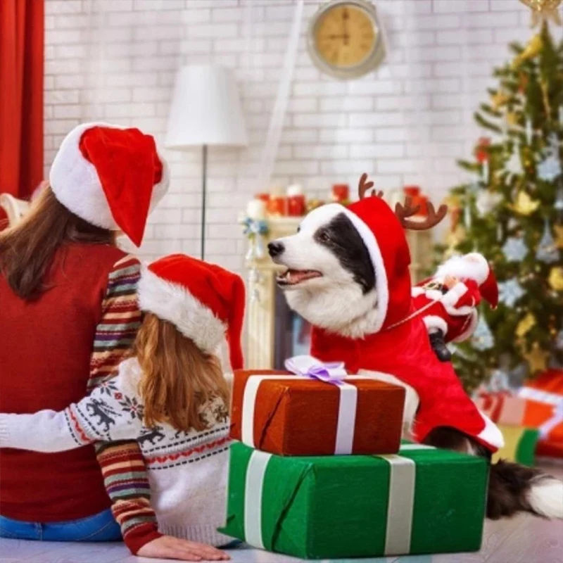 Šuo Kalėdų Senelio Kostiumas Apranga Žiemos Striukė Mažos Viduryje Didelis Pet Kalėdų Drabužius Kalėdų Karnavalas Juokinga, Pritaikytas Drabužiai
