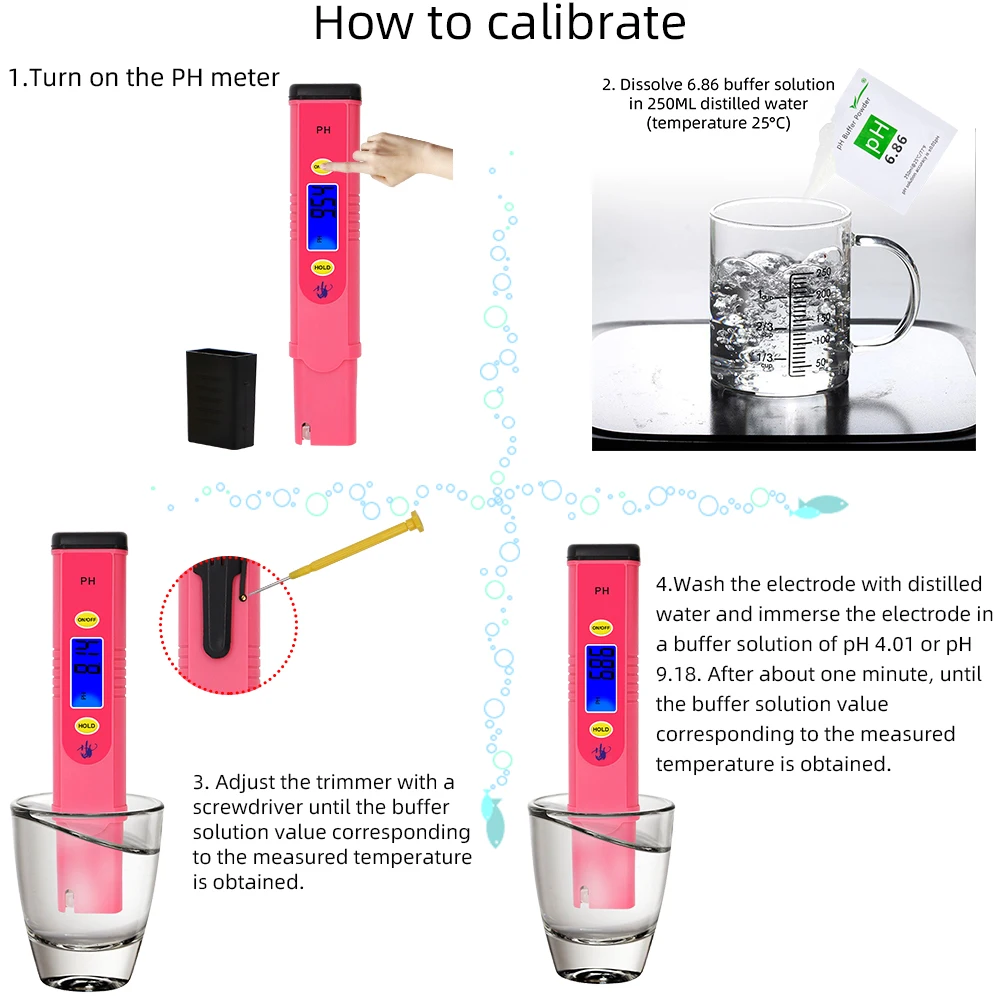 Skaitmeninis PH-Metras Pocket Pen Rožinė PH Matavimo Vandens Kokybės Testeris Automatinio Kalibravimo Laboratorijų Akvariumas su būda 40%nuolaida