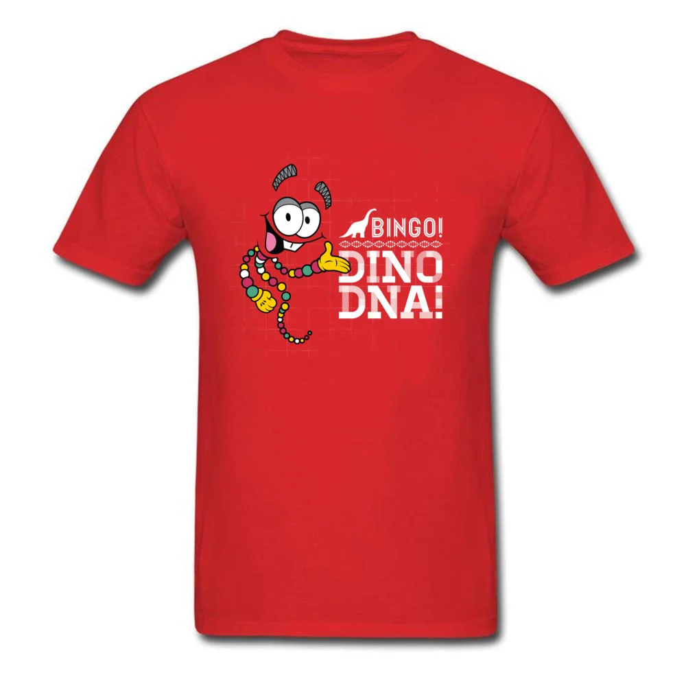 Juros periodo Bingo T Shirt Mens Animacinių filmų T-shirt Juokinga Dino DNR Marškinėlius Žmogus Raudona Šukuotinės Medvilnės Tees Naujovė Studentų Drabužiai