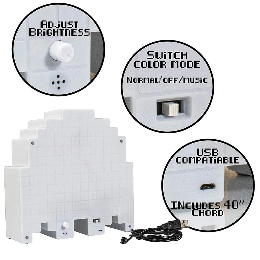 Pacman Dvasios Šviesos Stalo Lempa - 16 Spalvų Variantai - keisti Spalvas Muzikos - USB Powered Bule/Balta