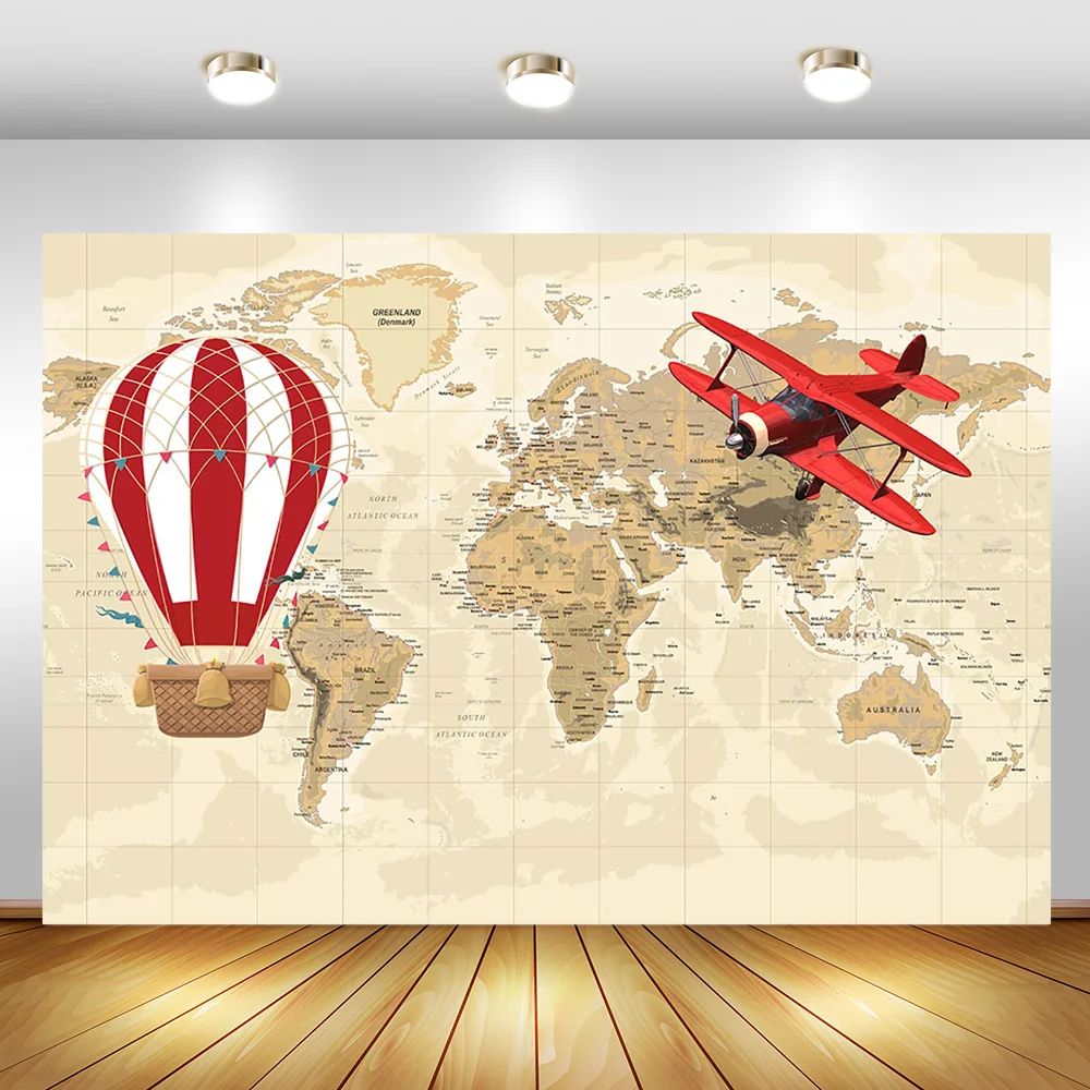 MOCSICKA Baby Shower Fonas Pasaulio Žemėlapyje Nuotykių Fotografijos Fone Lėktuvo Gimtadienio Reklama Apdaila