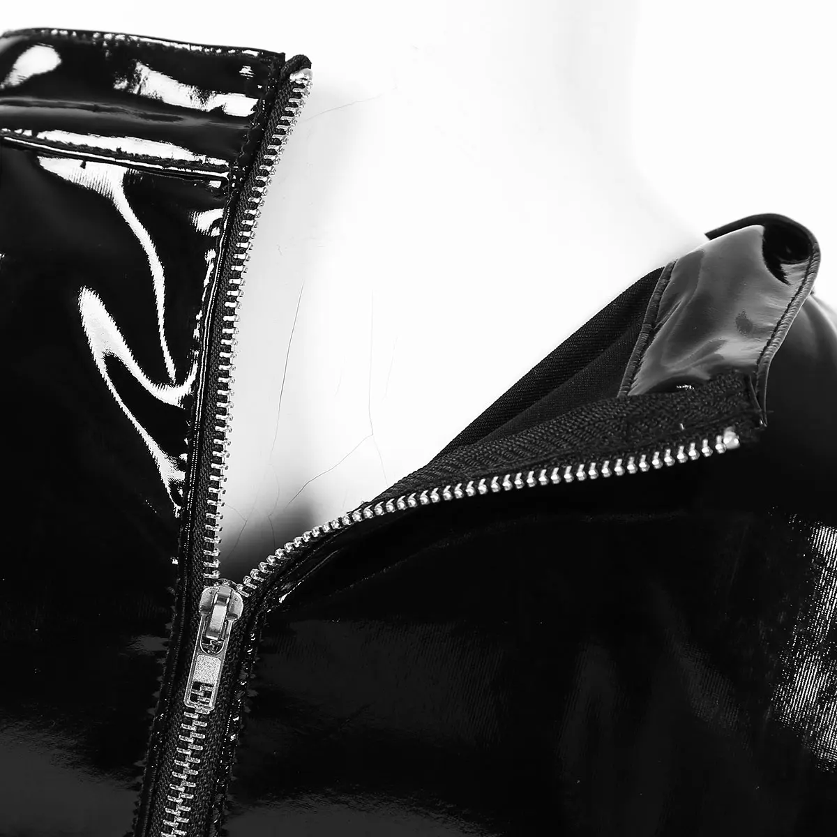 Moteriški Šlapias Atrodo, Mados Viršūnes Odos Tuščiaviduriai Iš Priekio su Sklendėmis Gothic Punk Moto Kostiumas Pasėlių Viršuje Kokteilis Clubwear