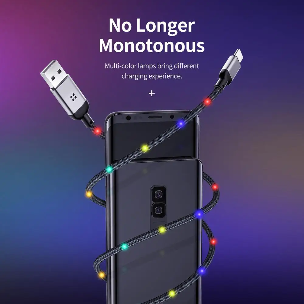 ROKO 1m Metalo įkrauti Mobiliojo Telefono Kabelis USB C Tipo Srautas Šviesos Apšvietimo Duomenų Laidą 