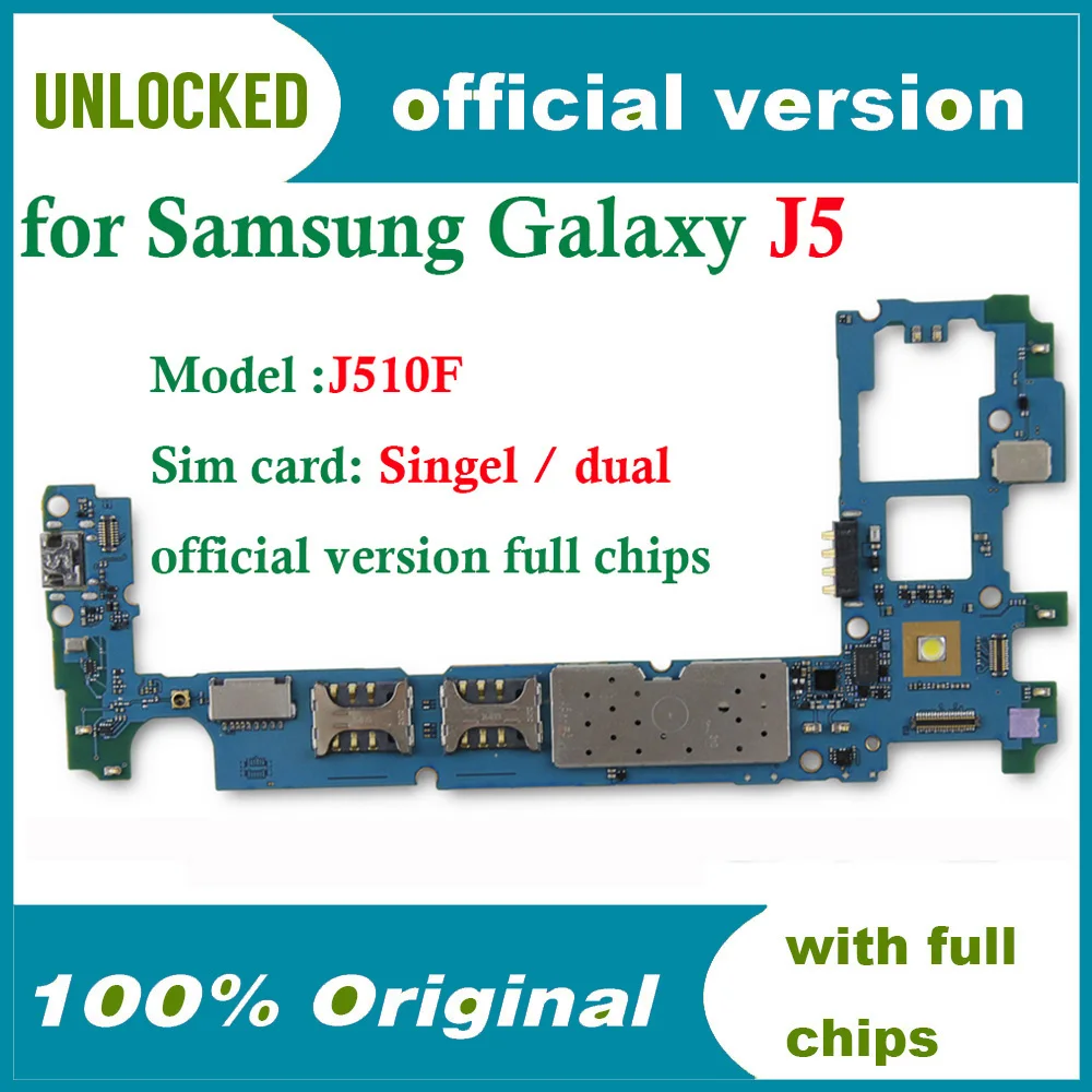 Original atrakinta Galaxy J5 J510F Mainboard gero darbo 