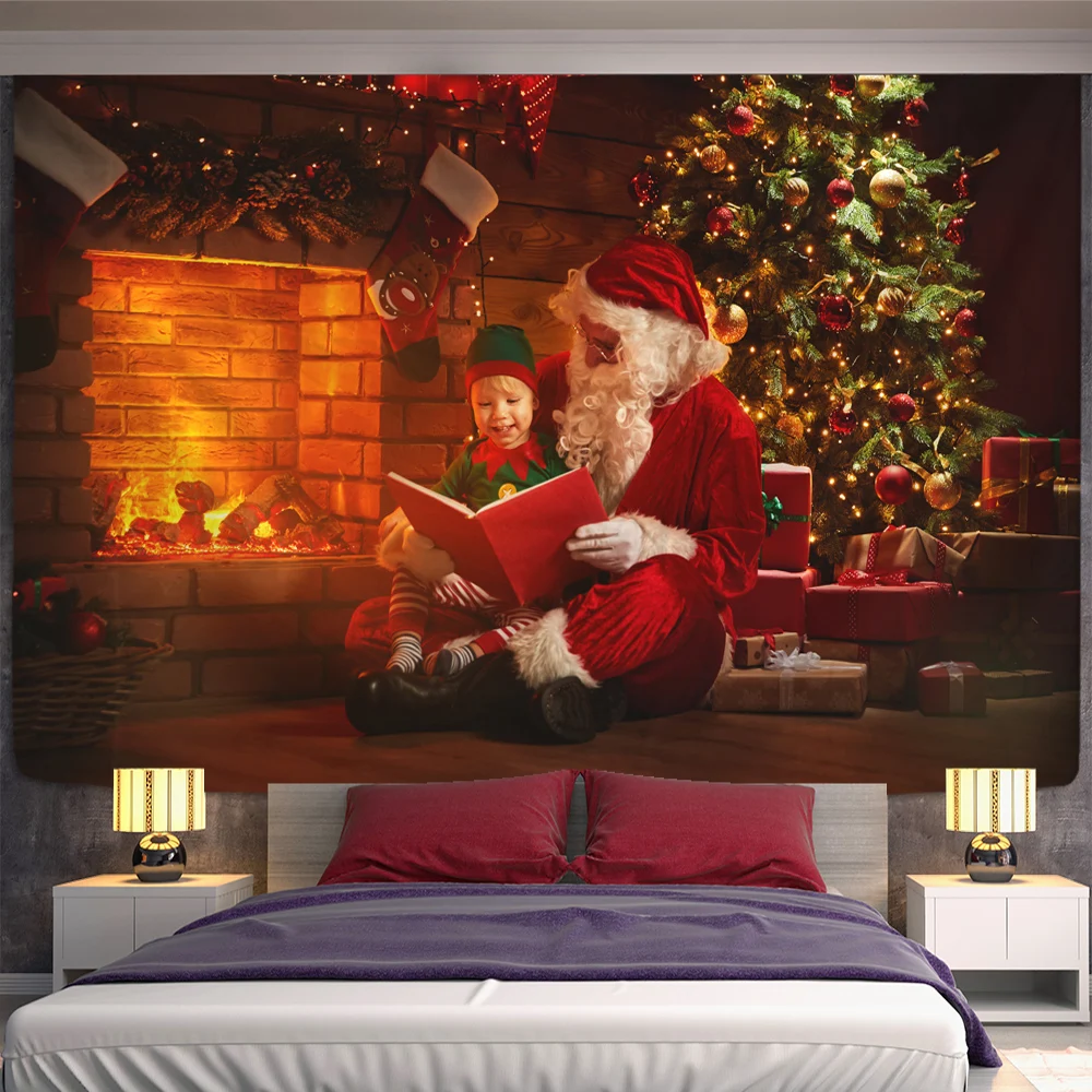 Kalėdų sienos kabo Hipių židiniu namo apdaila gobelenas Kalėdų eglutė didelio dydžio gobelenas Bohemijos apdaila