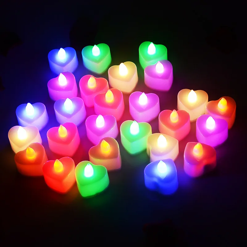 LED elektroniniai žvakių šviesa, širdies formos žvakė kambario dekoracija.