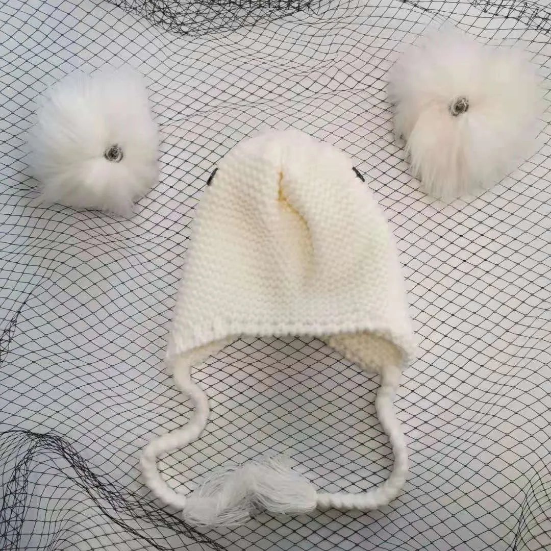 6 mėnesių-3 metų Kūdikių Žiemos Earmuffs Šiltas Žiemos Skrybėlę Megzti Pompom Pliušinis Medvilnės Baby Šiltą Kepurę Mielas Mergaitės Berniukai Žiemos Skrybėlę