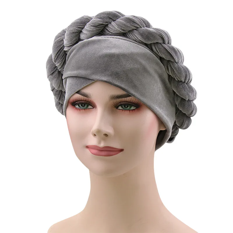 2020 M. Žiemos Aksomo, Juostelių Turbaną Skrybėlę Musulmonų Moterys Kryžiaus Hijab Šalikas Variklio Dangčio Afrikos Galvos Wrap Ponios Vėžio Chemo Beanie Kepurė