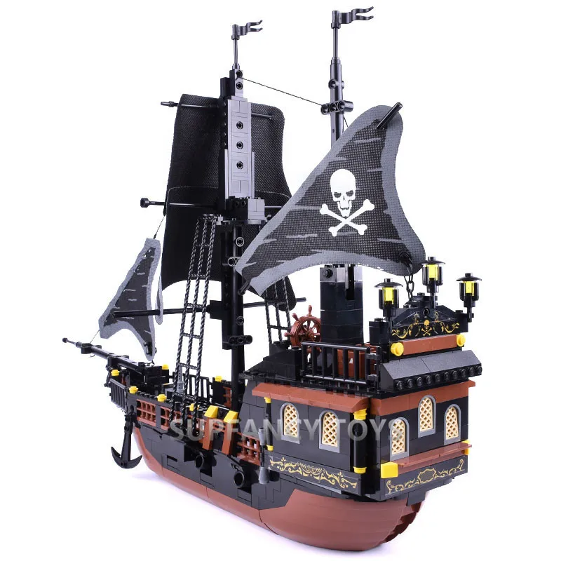 652Pcs Piratai Karibų Black Pearl Vaiduoklių Laivo Didelių Modelių Kūrimo Blokų Rinkinius Piratų 