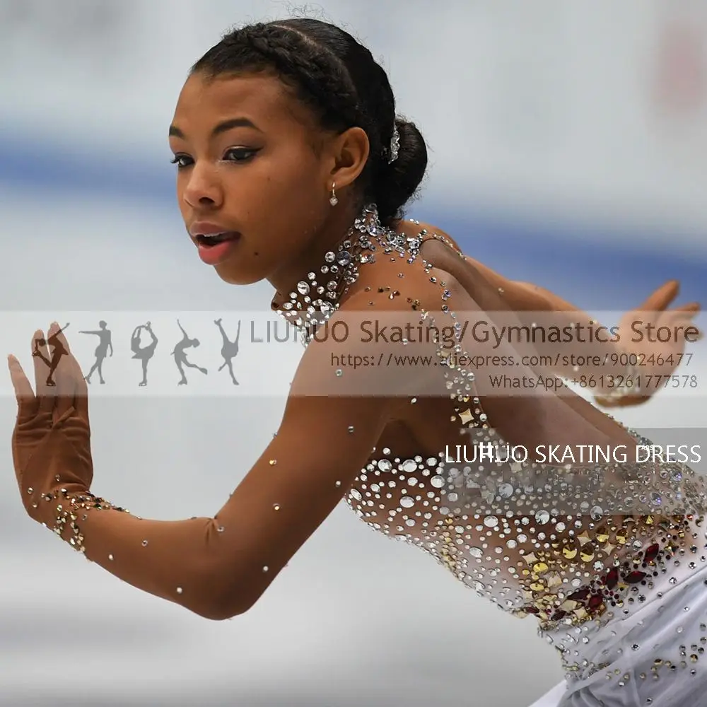 Ledo čiuožimo suknelė mergaitėms Aukso Spalvos Kokybės Deimantų gimnastikos triko Paaugliams Dailiojo Čiuožimo suknelė Skate kostiumų Konkursai