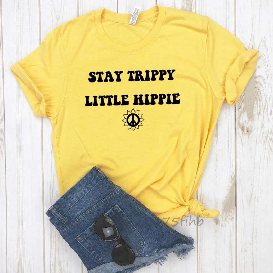 Likti Trippy Mažai Hipių Moterų Marškinėlius Organinės Medvilnės Marškinėliai Lady Mergina, Moteris, T-Marškinėliai Graphic Top Tee Tinkinti