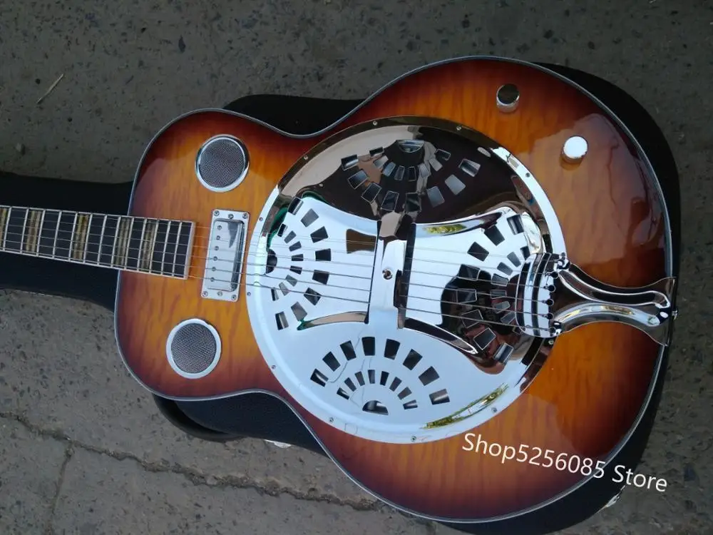 Nemokamas pristatymas dobro Hofner Vintage Sunburst Tuščiavidurio kūno Gitara Metalo viršuje Mini Humbucker Rezonatoriaus Plieno Elektrinė gitara
