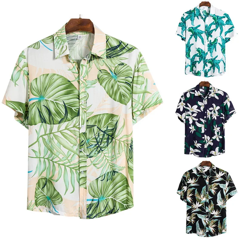 MONERFFI 2020 m. Vasarą Vyrams, Atsitiktinis Marškinėliai Mados Havajų Spausdinti Trumpas rankovėmis Beach Atostogų Gėlių Streetwear Camisa Masculina