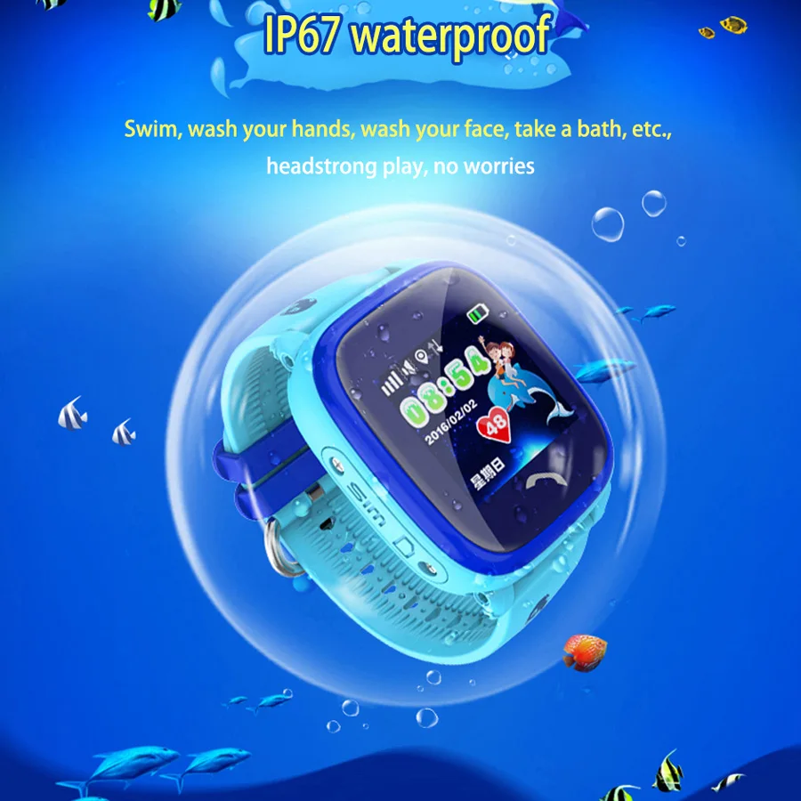 DF25 IP67 GPS Smart Žiūrėti Vaikai Vandeniui Tracker Žiūrėti Vaikams, Kūdikių Plaukti Jutiklinis Ekranas SOS Skambučio Saugus Anti-Lost pk q50 q90