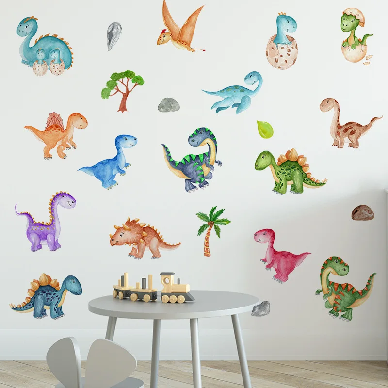 Spalvotų Dinozaurų Sienų Lipdukai Vaikas kambarys Darželio Sienų Dekoras PVC Sienų Lipdukai vaikų Darželis Meno Freskomis Namų Puošybai