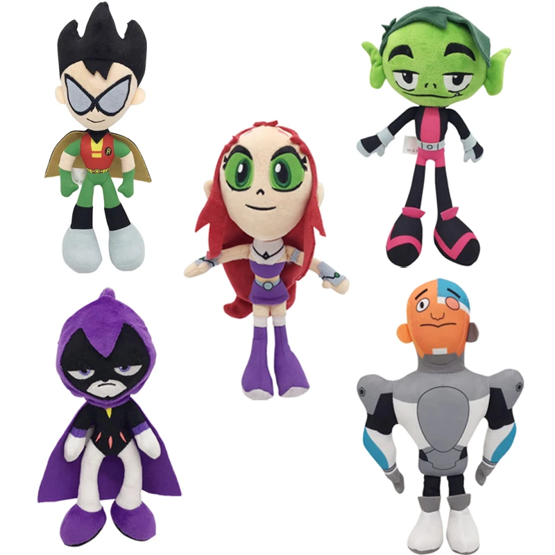 5vnt/ot Filmą Teen Titans Eiti Pliušiniai Žaislai Lėlės 25cm Robin Cyborg Starfire Varnas Žvėris Berniukas Minkšti Minkšti Pliušiniai Žaislai Vaikams Dovanos
