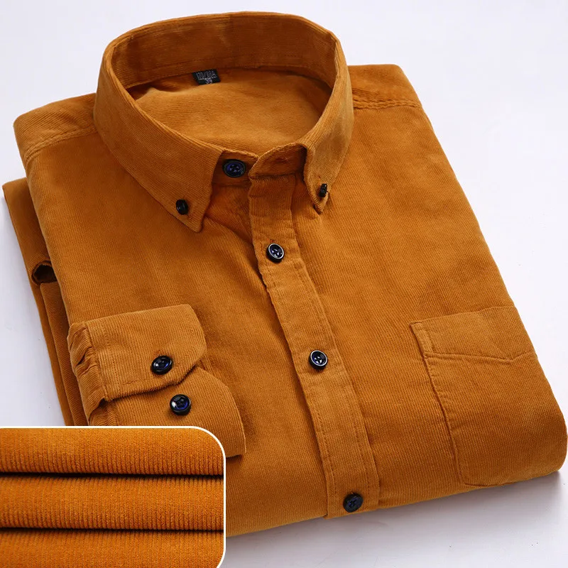 Plus Size 6xl Ruduo/žiema Šilta Kokybės medvilnė, Velvetas ilgas rankovėmis mygtuką antkaklis smart casual marškinėliai vyrams patogus