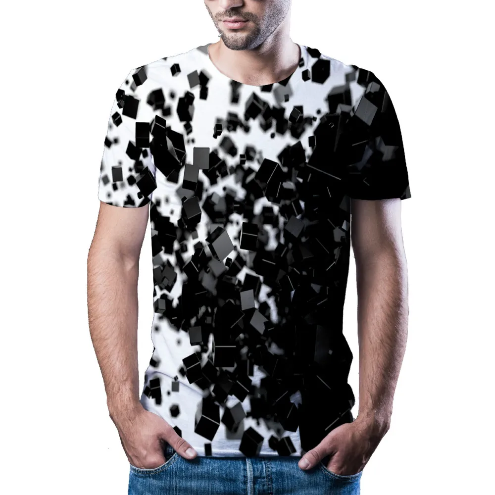 2020 naujausios neoficialios T-shirt, juoda ir balta, 3D spausdinimas, vyrų mados, T-marškinėliai, gražus juoda spausdinimo T-shirt