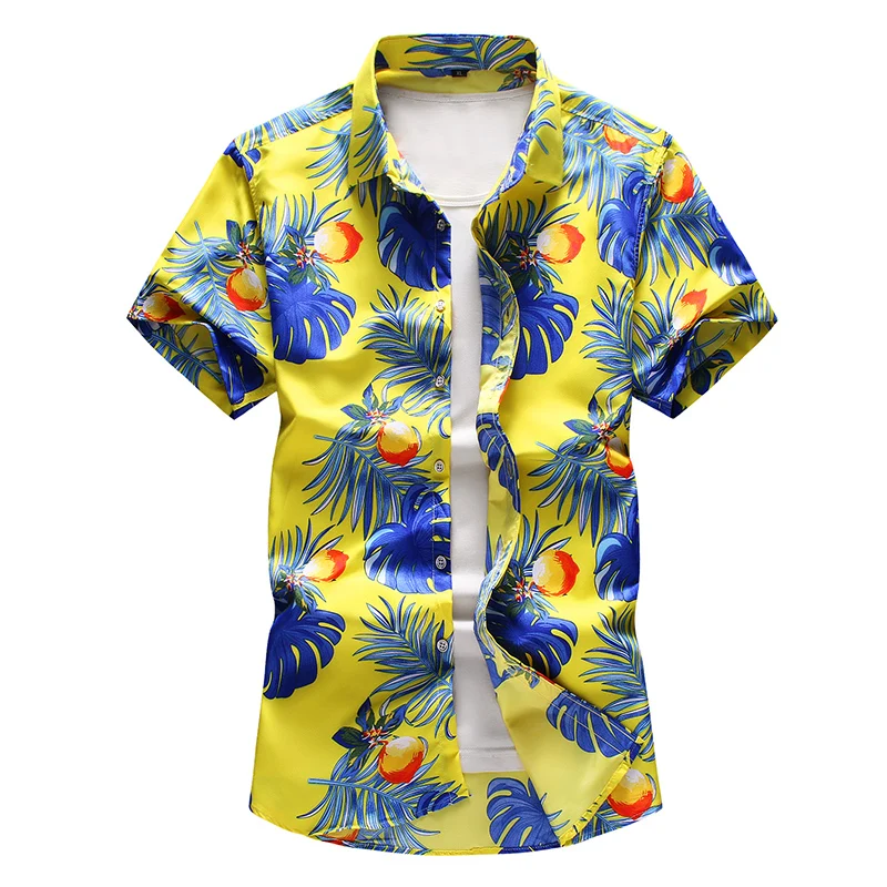 Vasaros Vyrų mados Havajų atostogų Šalis atspausdintas Trumpas rankovės marškinėliai vyrų atsitiktinis marškinėliai camisa masculina Plius Dydis 7XL