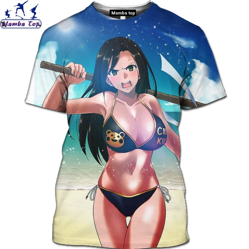 Mamba viršų 3D Anime Paplūdimio Graži Mergina T-Shirt Vandenyno Undinė Marškinėliai Animacinių filmų Kawaii Bikini Loli Yujie T-shirt Gyvūnų vyriški Marškiniai