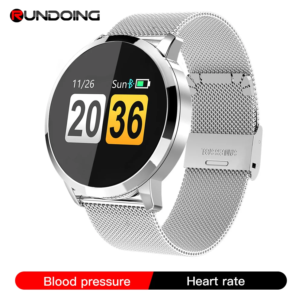 RUNDOING Q8 Smart Žiūrėti OLED Spalvų Ekranas Smartwatch moterų Mados Fitness Tracker Širdies ritmo monitorius