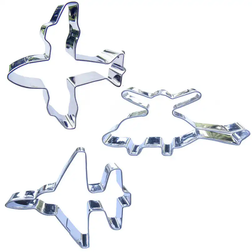 Naikintuvų , Sraigtasparnių shapes 3 gabalus kepimo pjovimo formų, kepimo įrankiai, tortas dekoravimo minkšti saldainiai įrankiai.