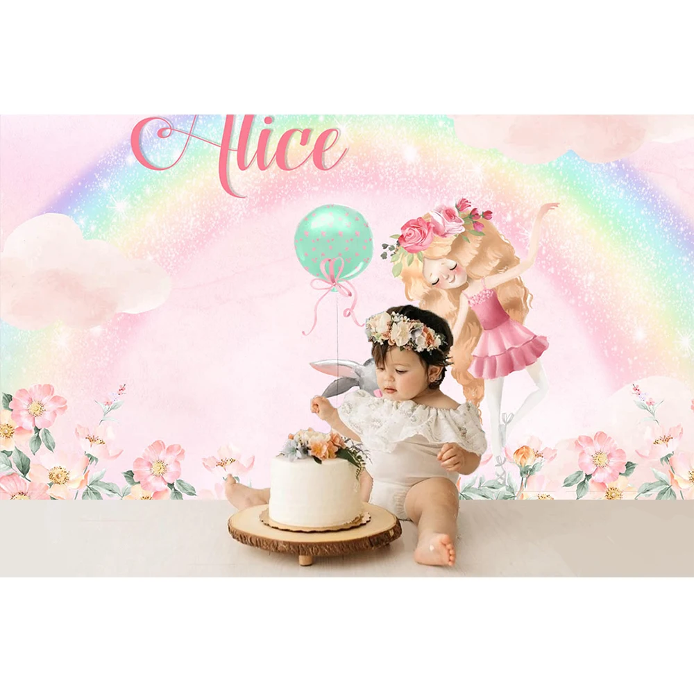 Vaivorykštė Unicon Fonas 1-ojo Gimtadienio Fotografijos Studija Nuotrauka Fone Baby Shower Dekoruoti Rožinės spalvos Fotografijos Backdrops